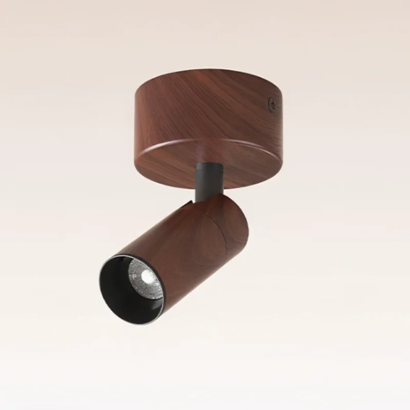 A cluster of bright spotlights in a medieval style, with walnut wood texture and a small-angle design