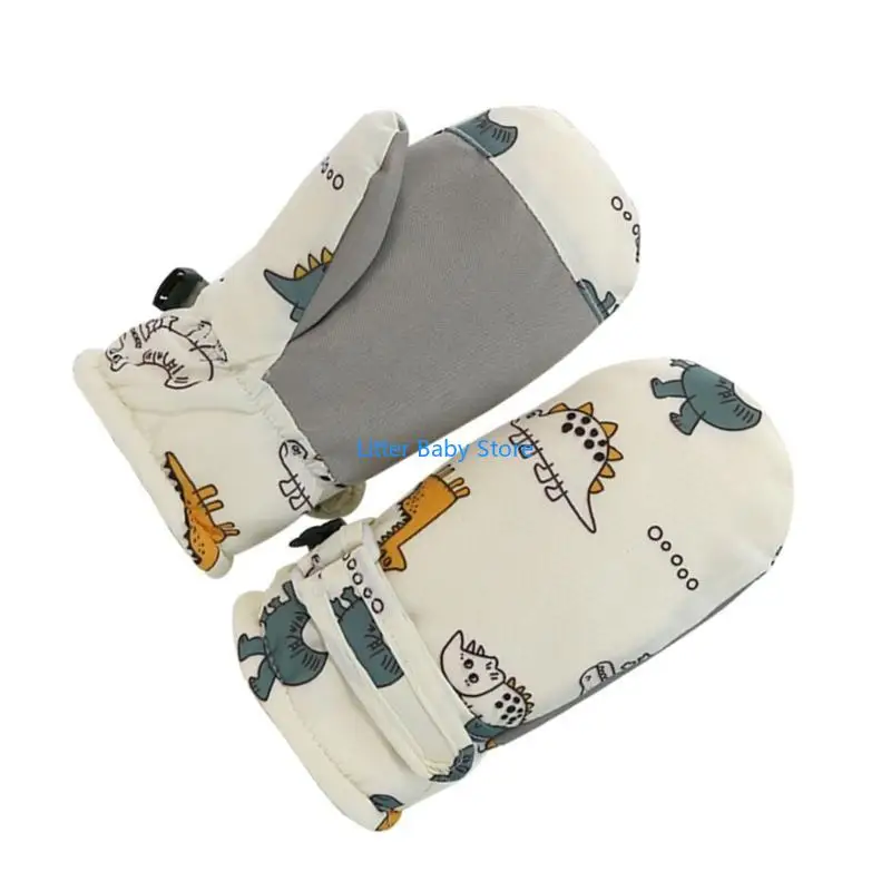 N80C Luvas neve ajustáveis ​​Luvas neve impermeáveis ​​Luvas esqui à prova vento desenho animado