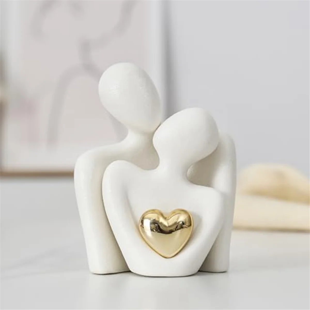 Mini Couple Statue Tv Stand Decor Abstract Sculpture Knick Knacks Home Decor Couples Love Office Show Pieces White B