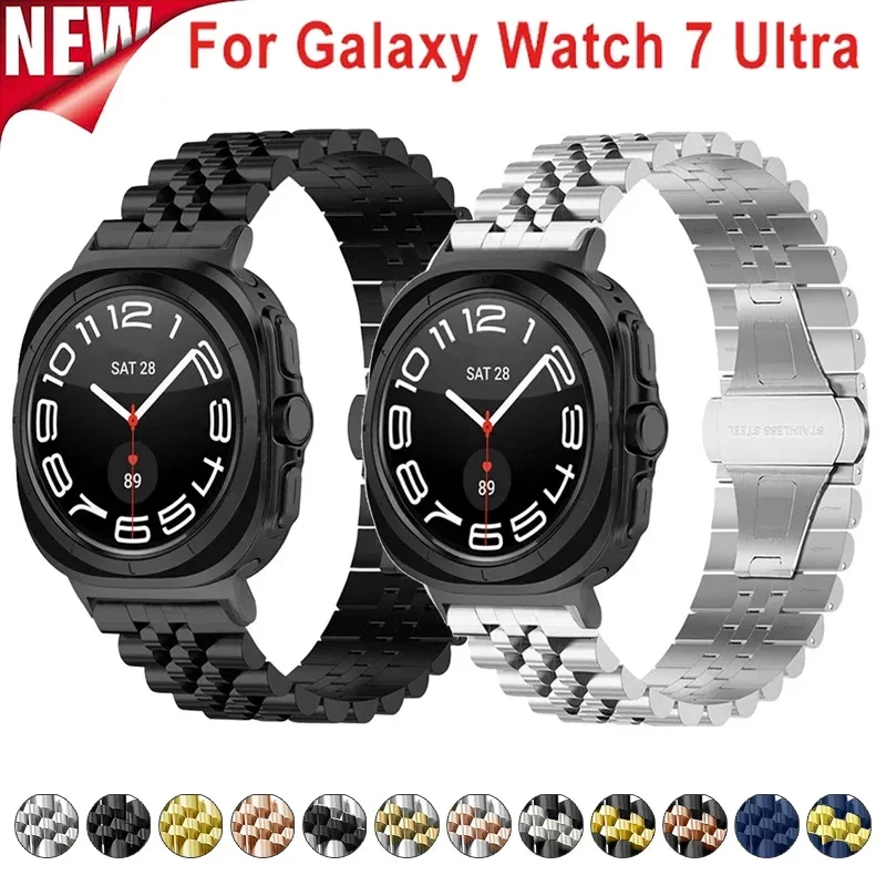 Metal Luxury Watch Strap For Samsung Galaxy Watch 7 Ultra 47MM Stainless Steel Bracelet Replacement Correa Watch7Ultra Watch Ban