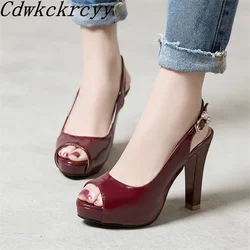 Summer New pattern fashion Simplicity High-heeled Fish mouth Women sandals black Claret Simplicity banquet Women sandals 34-43