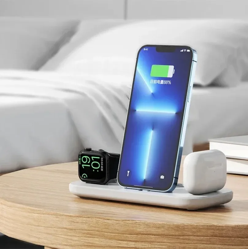 3-in-1 Schnell-Ladestation Faltbares Kabelloses Ladegerät Ständer Dock Handyhalter für iPhone 17-12 Apple Watch AirPods – Detail 21