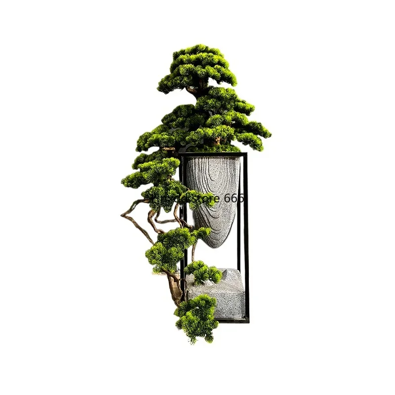 Large-scale simulated welcome pine ornament, living room floor-to-ceiling flower stand, fake green plant bonsai.