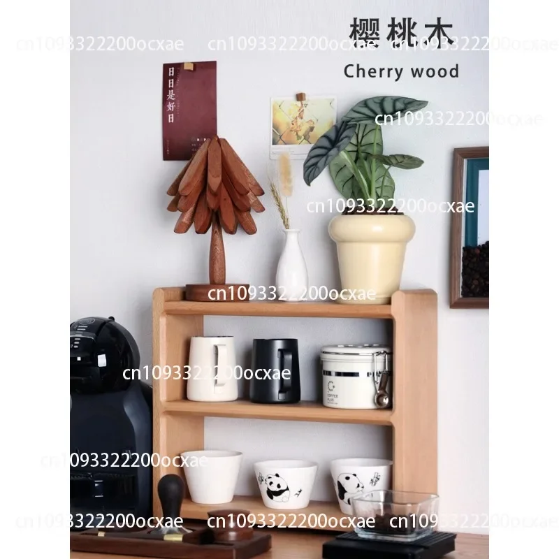 Solid Wood Desktop Rack, Cherry Wood, Walnut, Cup Holder, Coffee Corner, Mug Storage Rack, Tea Set Ornament Storage