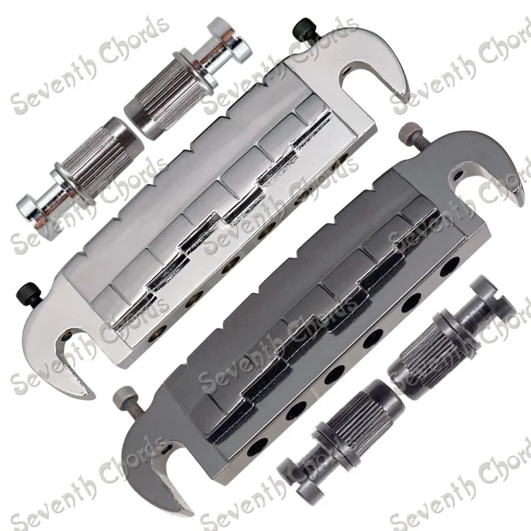 A Set Big type Wraparound Compensated  6 String Bridge Tailpiece for  LP Guitar -  - Chrome - Black for choose