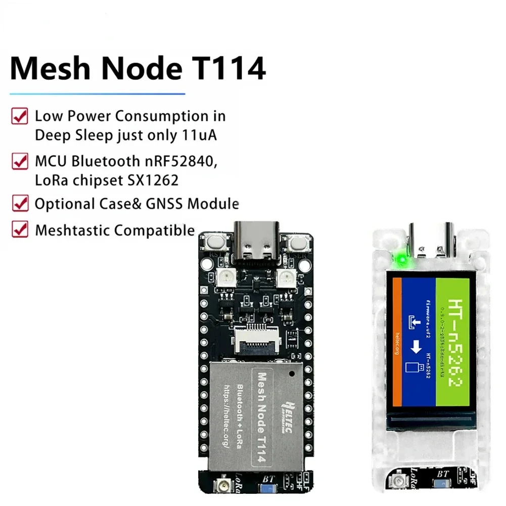 T114 LoRa Dev Board SX1262 868/915MHz 5dBi Antenna TFT Display Wireless BT Dual Mode IoT Mesh Network Node PC Setup Access
