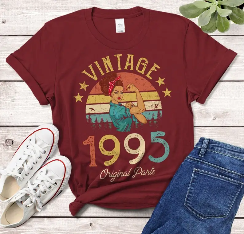 Vintage 1995 T-Shirt Made in 1995 27th birthday years old Gift for Girl Wife Mom 27th birthday idea Classic Tshirt 100% cotton
