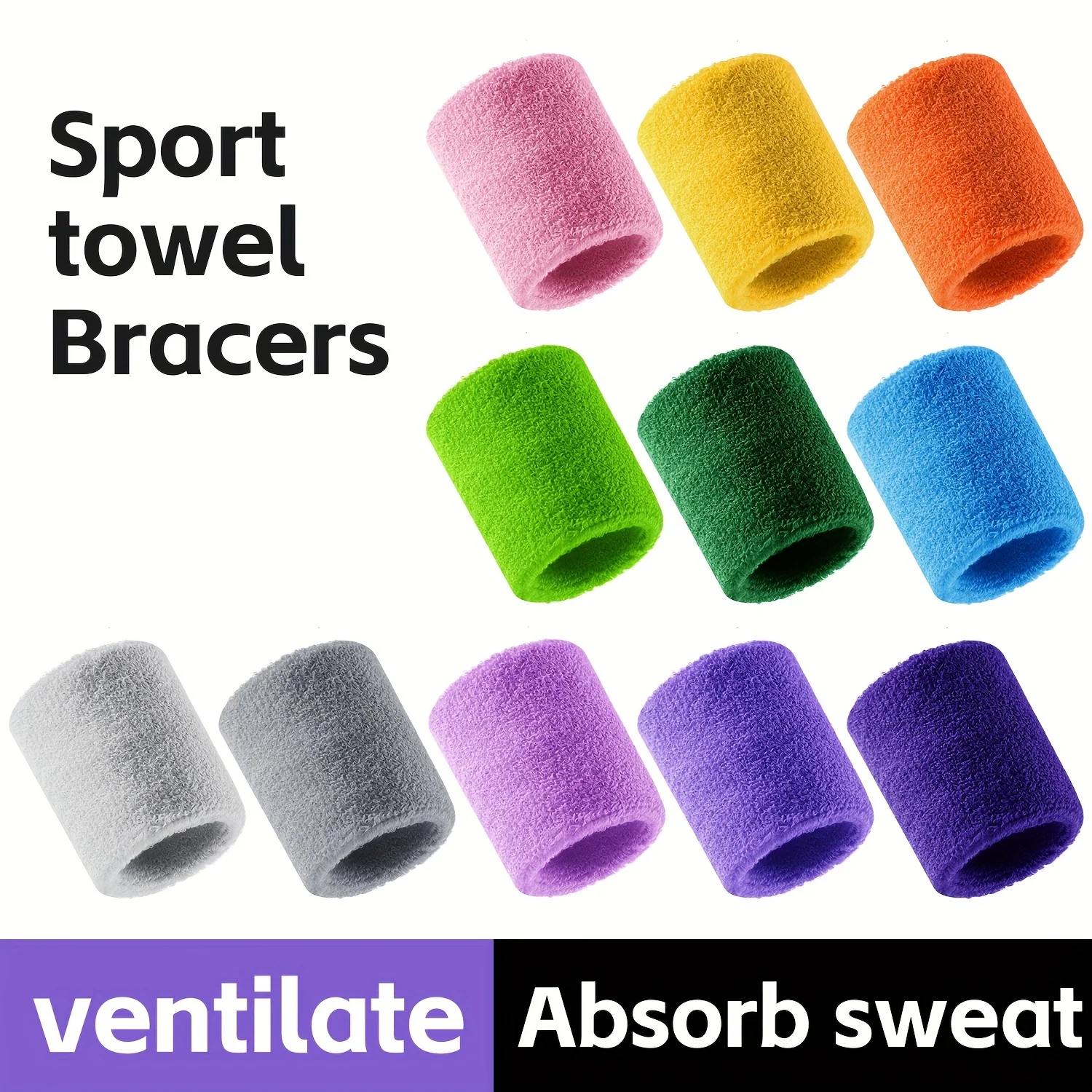 Sport Sweat Wristbands Soft Towel Wrist Sweatbands Elastic Absorbent Wrist Bands for Running Basketball Gym Fitness Men Women