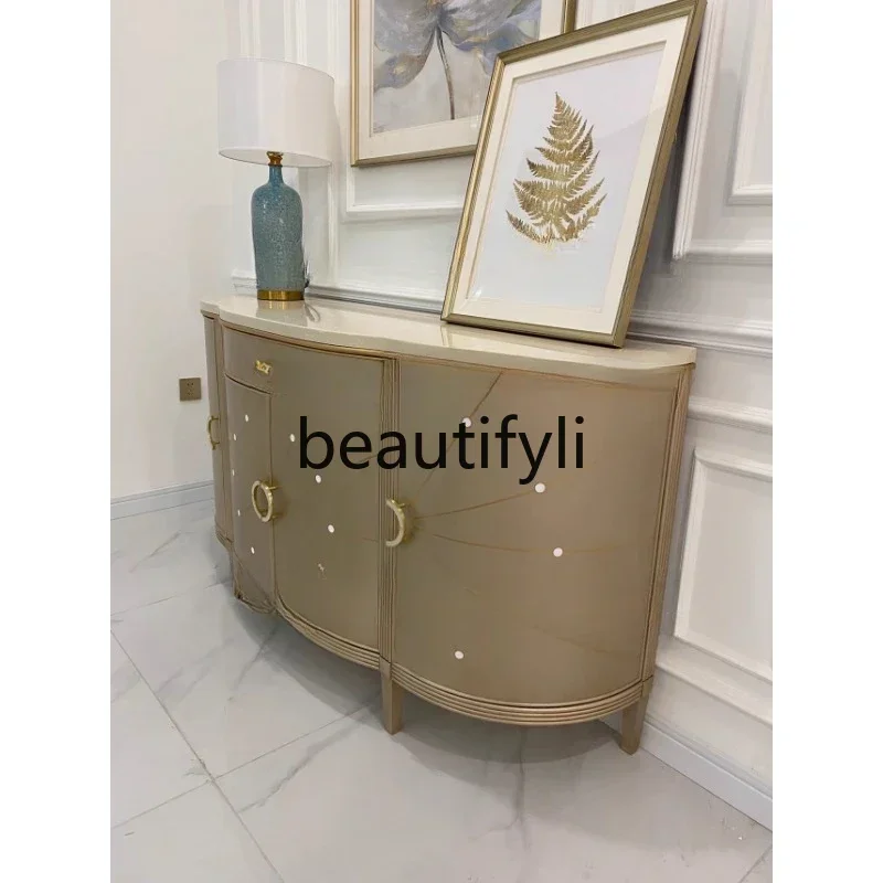 G Household retro entrance cabinet, small American light luxury gold-painted shell side cabinet