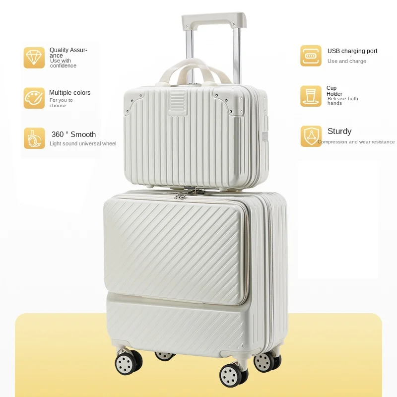 Multi-functional Suitcase 18-inch Front-opening Design Trolley case 20-inch Lightweight Silent Wheels Combination Lock Suitcase