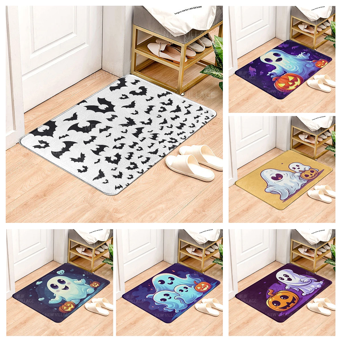 House entrance carpet Home door mat Living Room Bath Foot bathroom non-slip water absorption rugs bath Halloween Autumn Pumpkin