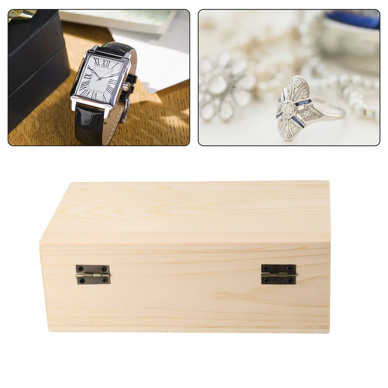 Wooden Storage Box Jewelry Box DIY Hand Decoration Party Supplies Pine Wood S/M/L Storage Wooden Box
