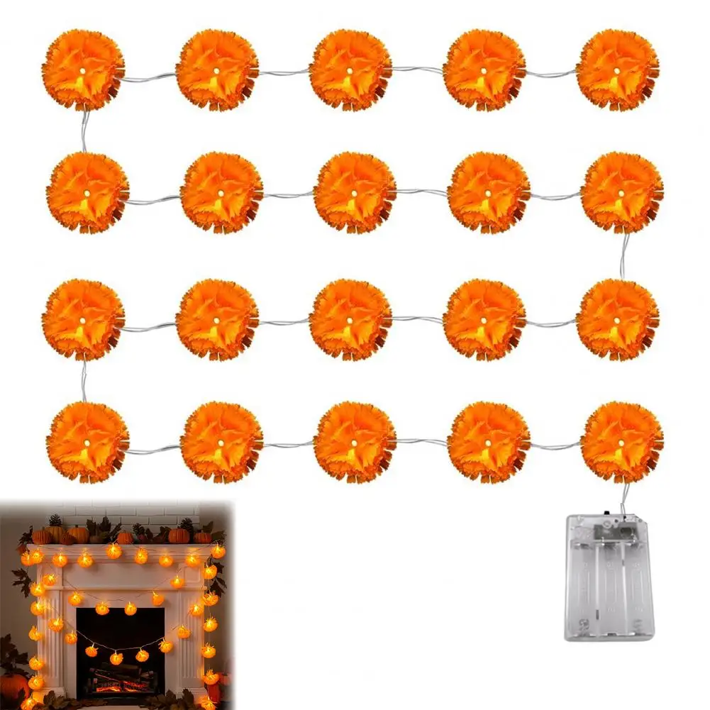 Battery Operated Marigold String Lights Flashing Orange Flower Lights Artificial Marigold Flower String Lights Led for Dia