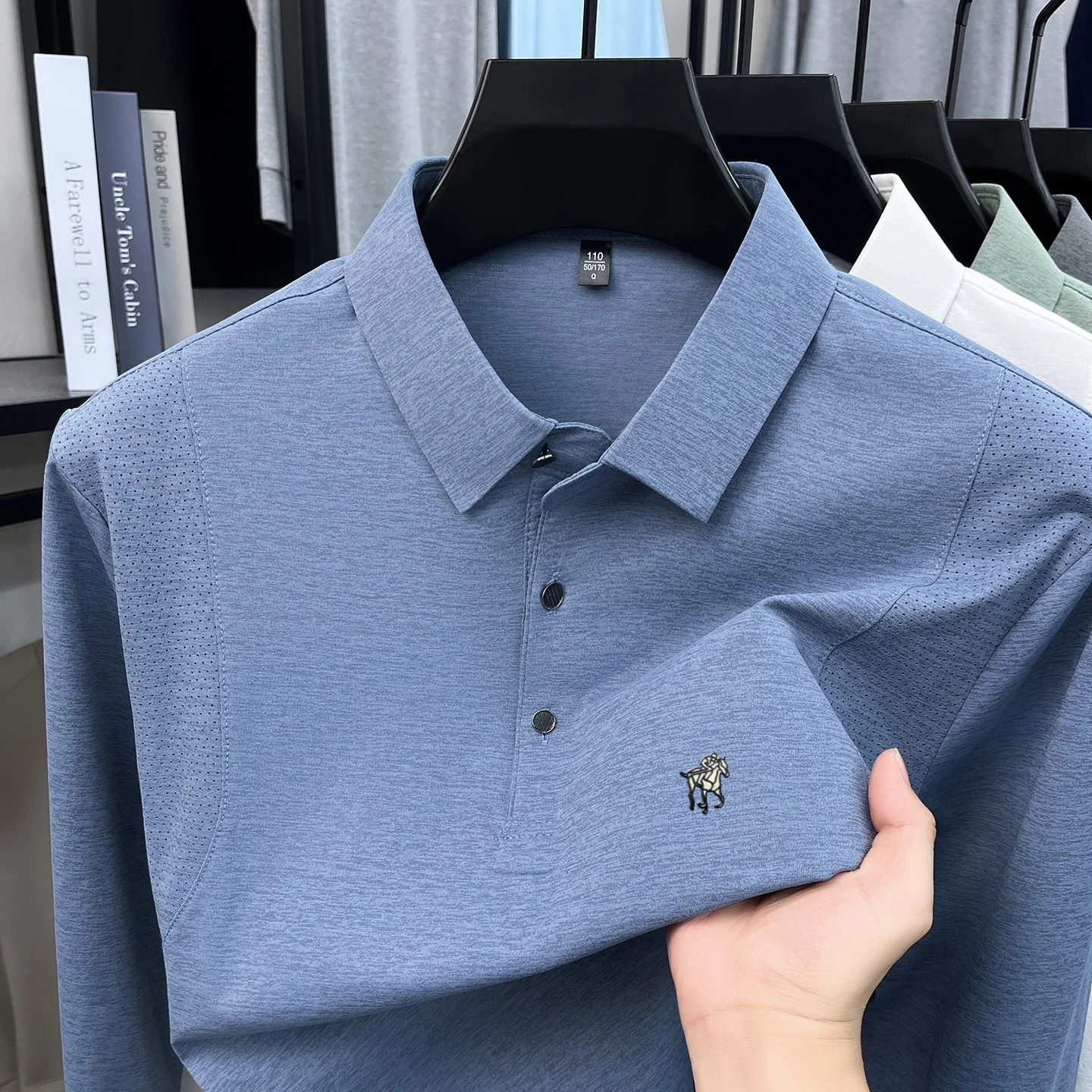 Luxury fashion long sleeved men's T-shirt autumn Korean casual brand pony decal design soft skin friendly comfortable polo shirt