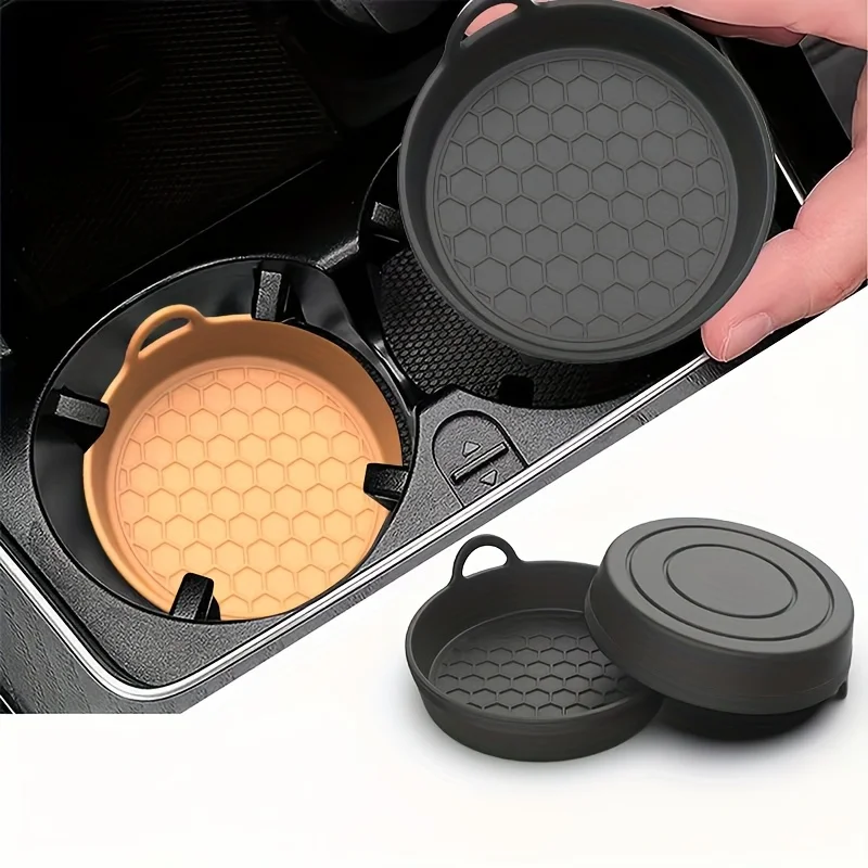 2-Piece Silicone Car Coasters - Non-Slip Heat-Resistant Coasters with Hexagonal Pattern, Suitable for Vehicle Interior Accessori