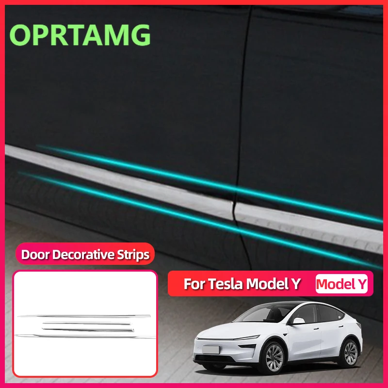 

2025 г. для Tesla Mdeol Y Juniper, панель раздвижной двери, декоративный край, металлический защитный патч для предотвращения столкновений, модификация, эмблемы