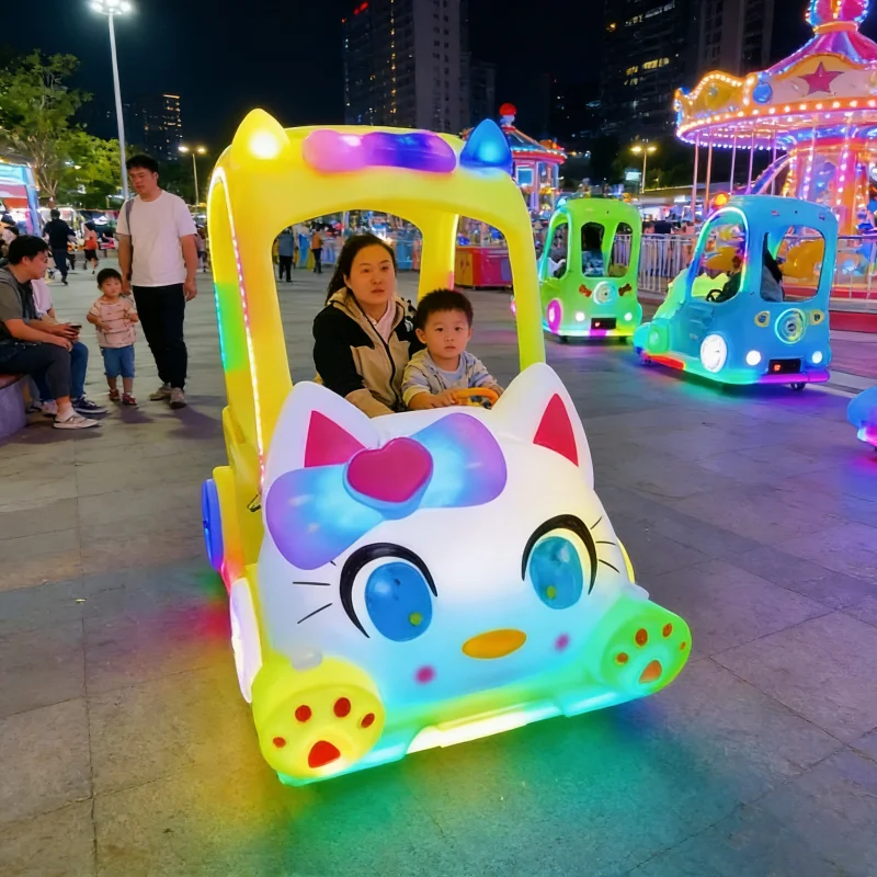 Glowing Panda Bumper Car, Outdoor Commercial Electric Ride with Canopy, Kids Luminous Amusement Vehicle, Fun Driving Experience
