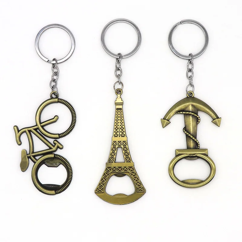 100pcs Outdoor Multifunction Keychains Keys Ring Bottle Opener Corkscrew Openers