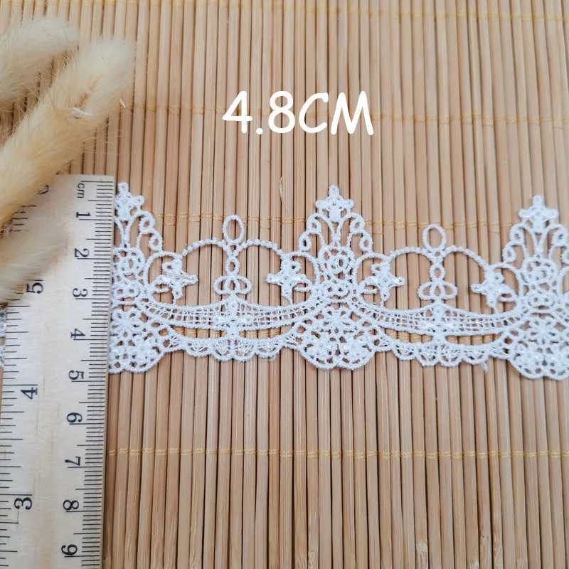 45Yards Lace Trim Craft Flower Polyester White Black Lace Fabric Venise Floral Embroidered Applique Decorated Lace Ribbon