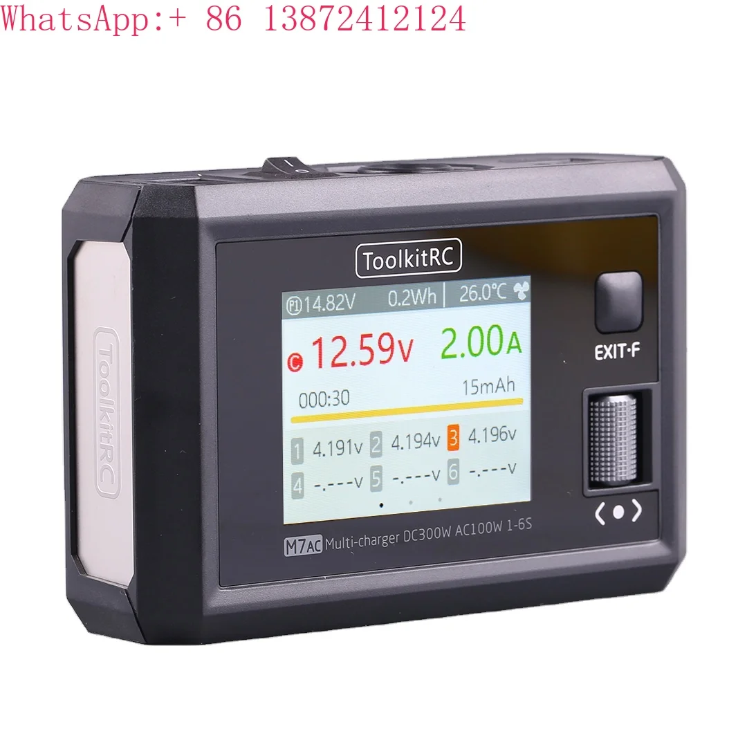 

ToolkitRC M7AC AC 100W / DC 300W Input XT60 XT30 Output 2-6S Lipo Battery Balance Charger for Model Aircraft Drone Charge