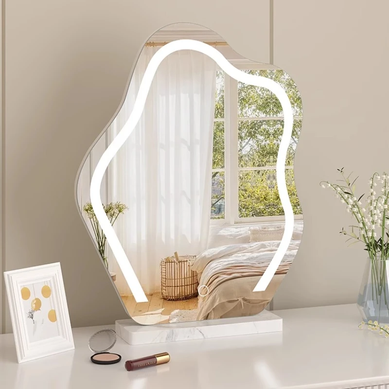 

Cream Wind Cloud mirror LED smart makeup mirror bedroom bathroom decoration Desktop decoration aesthetic room decor comfortable