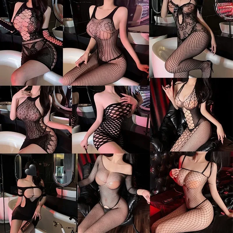 Sexy Erotic lingerie Tight cut out mesh revealing jumpsuit underwear women Sexy lingerie Clothing sets sexy outfits lingerie xxx