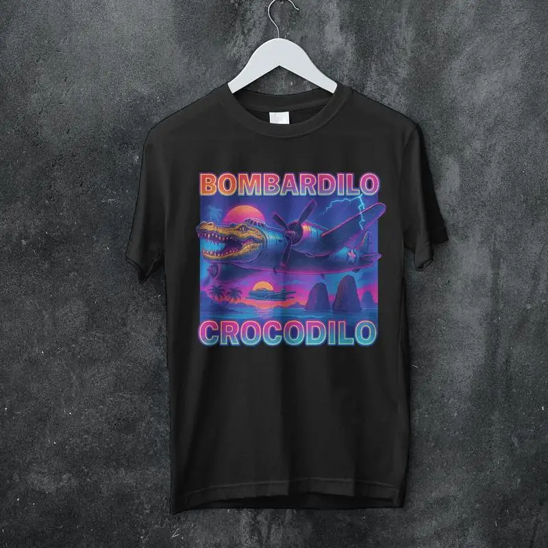 Bombardilo cocodrilo meme italiano divertido Brainrot bootleg camiseta Trulalero Trulala Bombardino crocorino moda