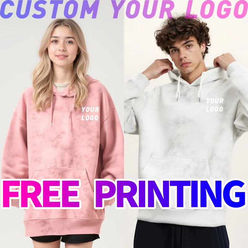 

Толстовка с капюшоном на заказ, бесплатный принт с логотипом, винтажный стираный дизайн, длинные рукава, хлопковые рубашки с восковым принтом, мужские и женские повседневные рубашки