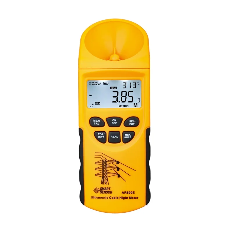 SMART SENSOR AR600E Ultrasonic Cable Height Meter 6 Cables Measurement LCD Display Height Measuring Instrument