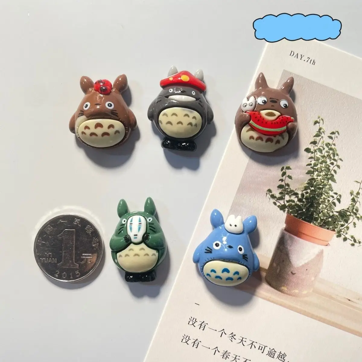 Totoro Anime Resin Fridge Magnet Cute Cartoon Figure Magnetic Sticker Refrigerator Photo Decor Home Kitchen Ornament Creative view 2