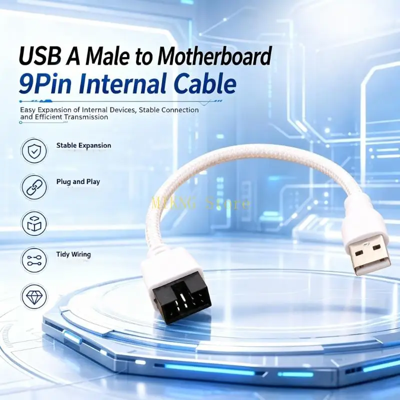 Internal USB Header Cable, 20cm USB A to 9 Pin White Sleeve Wire Best Sale