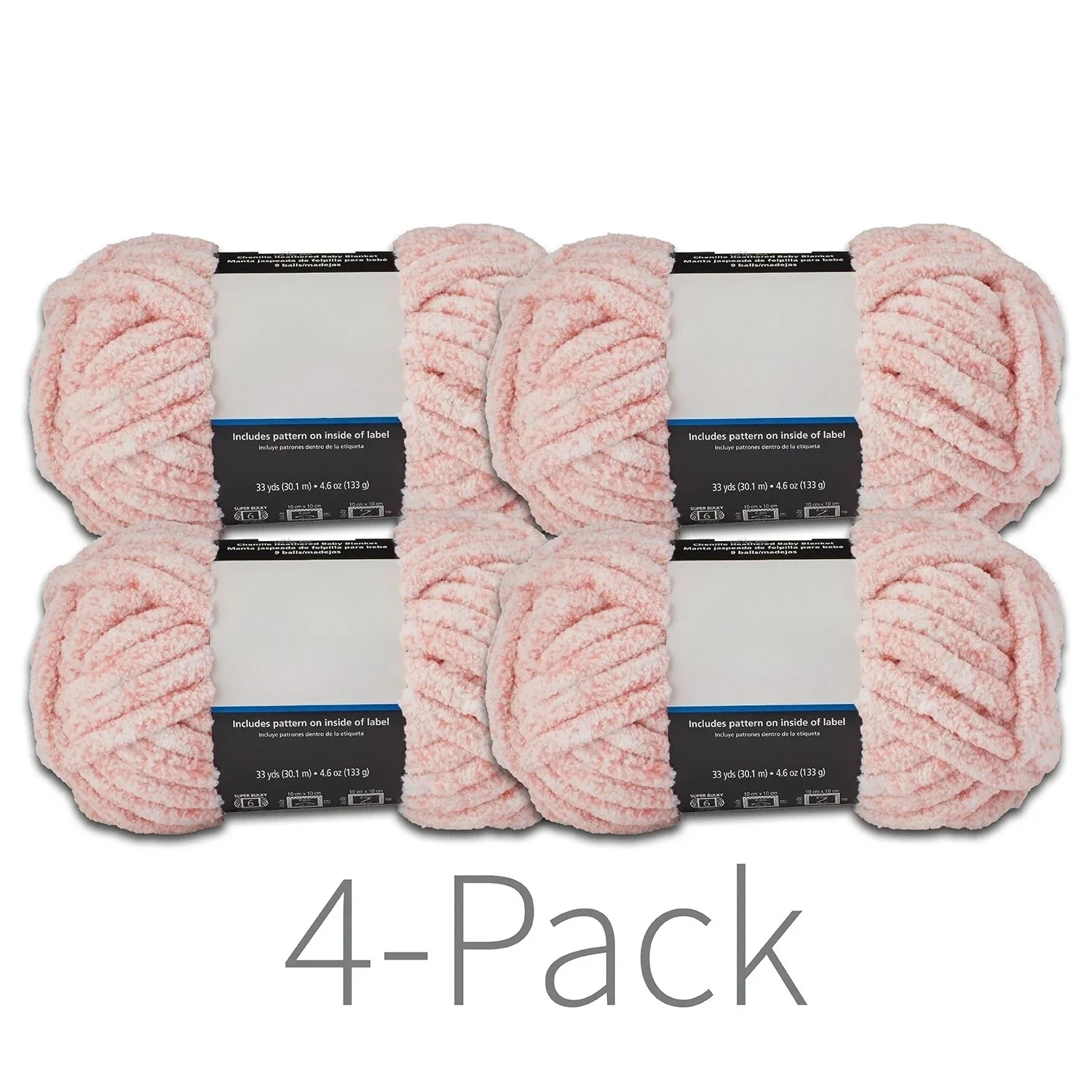 

Free Delivery.Chenille Heathered Yarn, Daylily Pink, 33 Yards, Super Bulky, Pack of 4.Hot Sale.