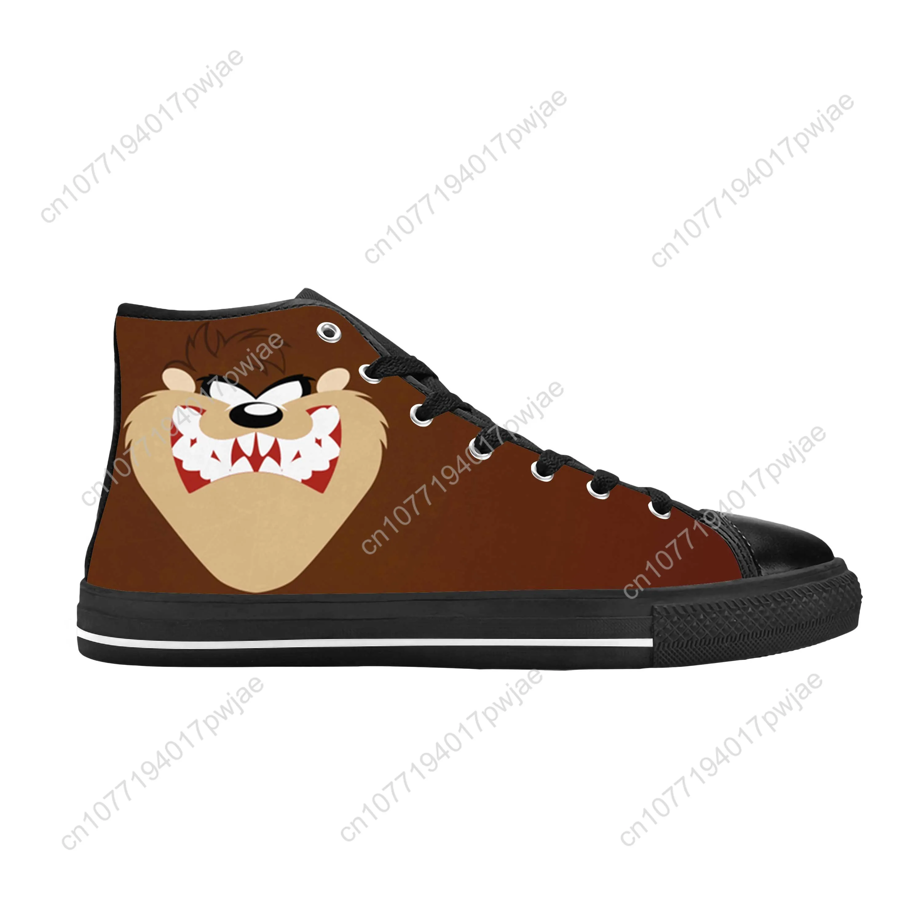 Tasmanian bösen Teufel Anime Cartoon Manga Comic lässig Stoff Schuhe High Top bequeme atmungsaktive 3D-Druck Männer Frauen Turnschuhe