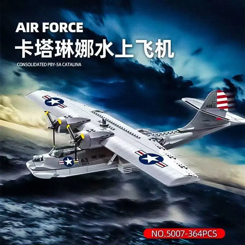 

Construction toys 364Pcs Military Consolidted PBY 5A Catalina Building Blocks Airplane Bricks Aircraft Weapon Plane for Children