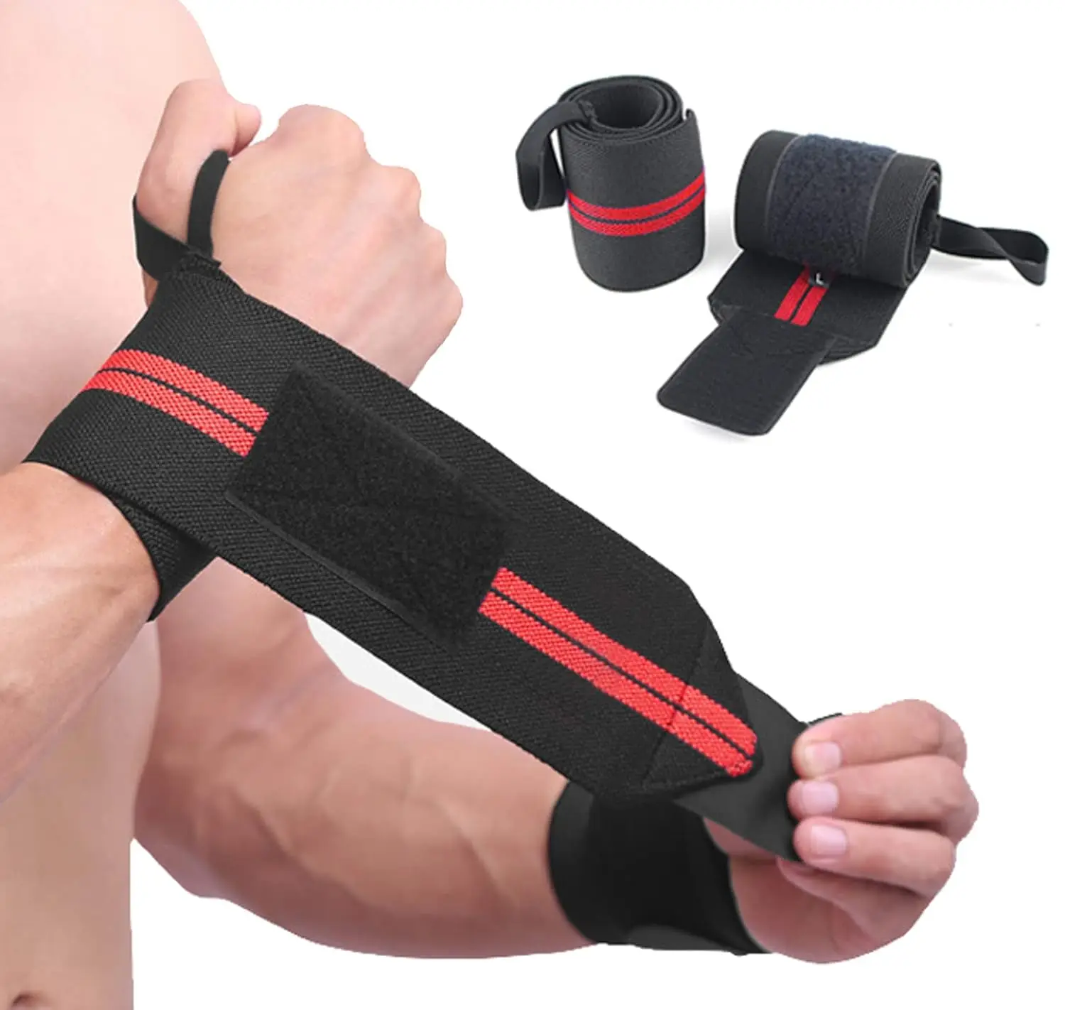 Entwine Weight Lifting Wrist Straps Adjustable Compression Wrist Support Wraps Non-Slip Gym Wrist Brace for Deadlift Bench Press