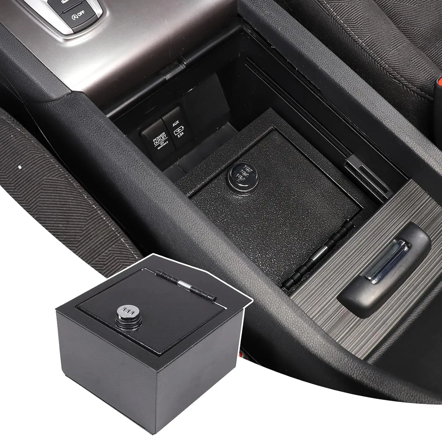 Carbon Steel Car Armrest Box Safe Combination Lock Storage Box For Honda Pilot 2015-2022 Security Safety Storage Box Accessories