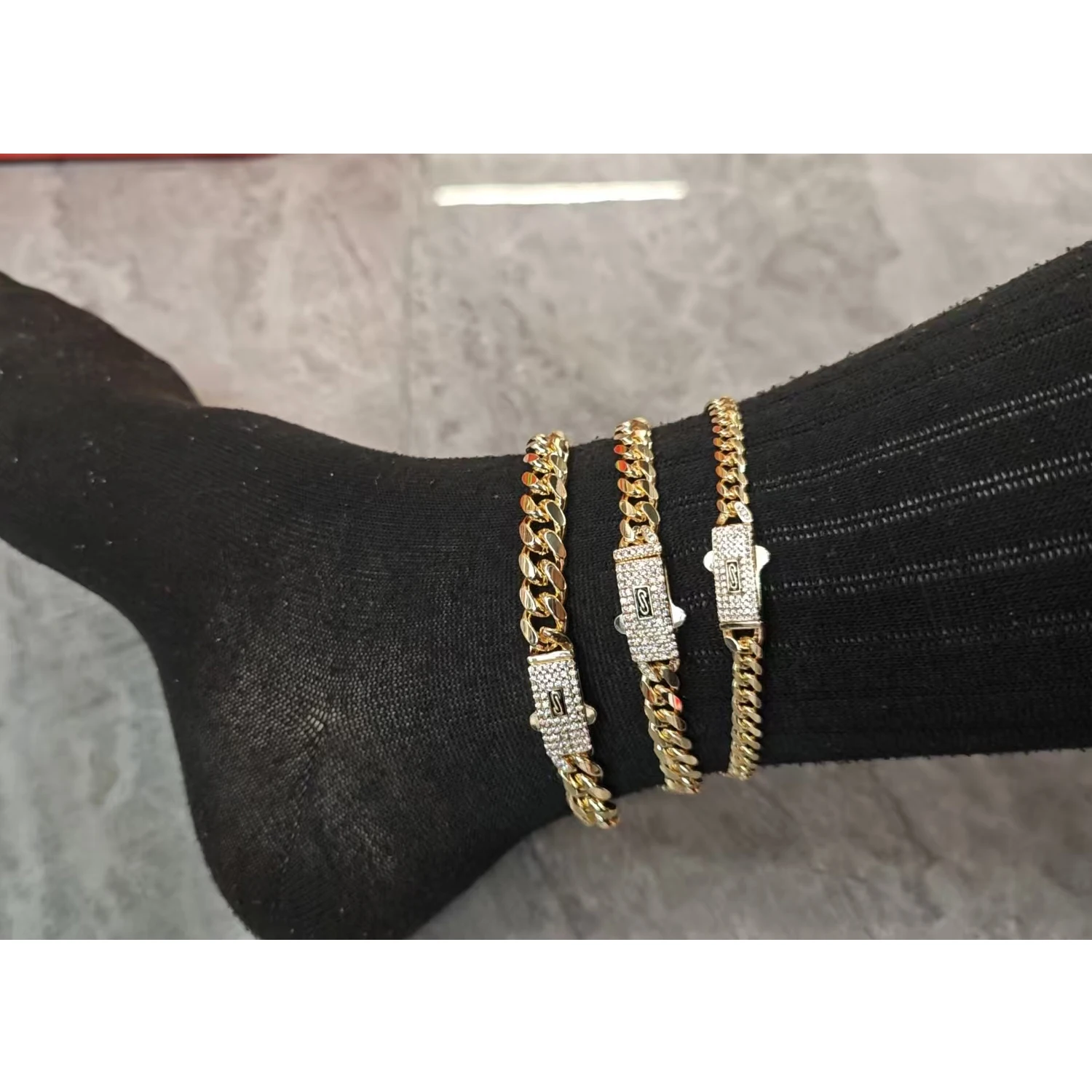 Fashion  anklet 4N6N8N23cm25cm high quality 14K gold plated long‑lasting finish anklet for men and women