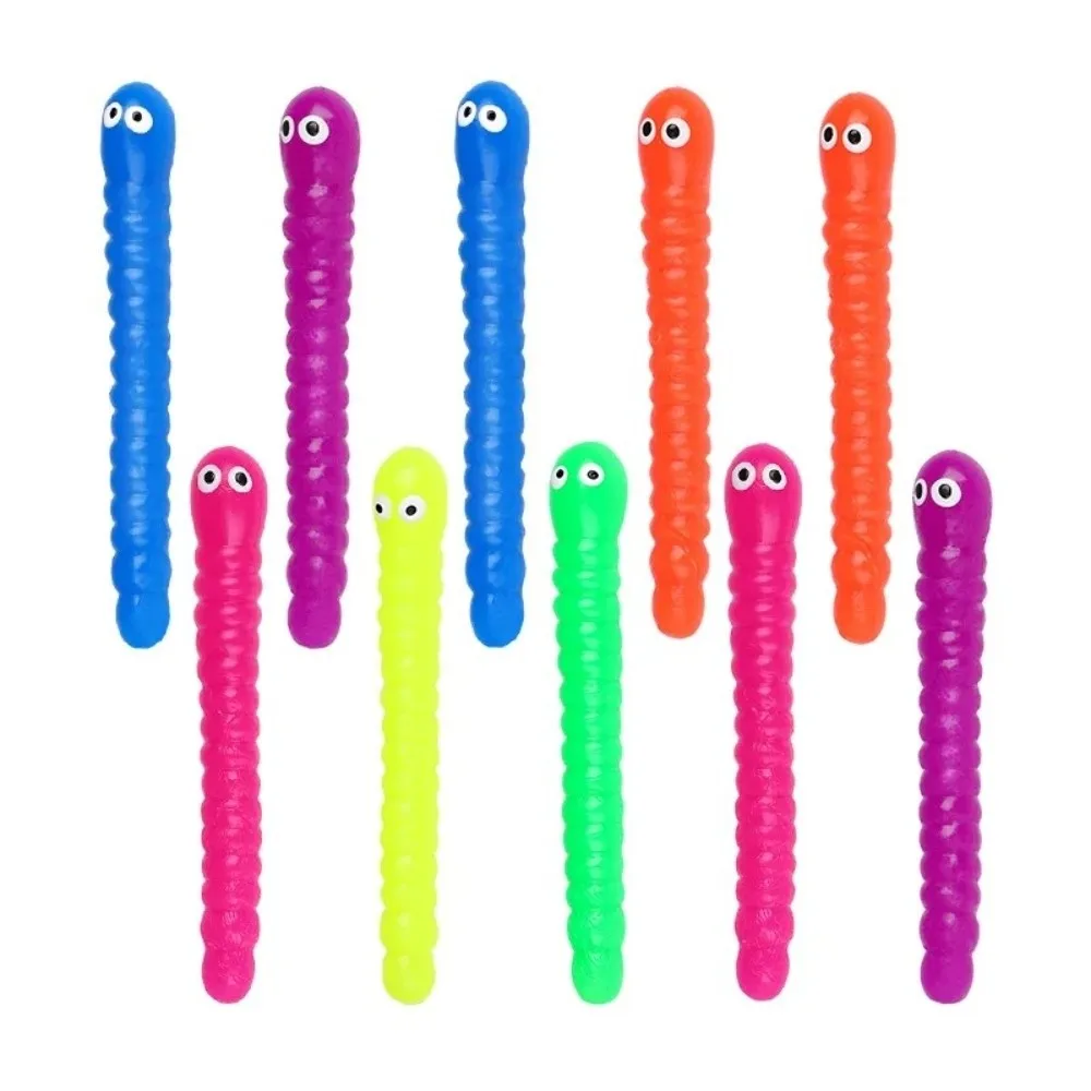 5/12Pcs Neue Bunte Raupen Zappeln Spielzeug Weiche Raupen Anti Stress Release Stretch String Squeeze Spielzeug Kinder