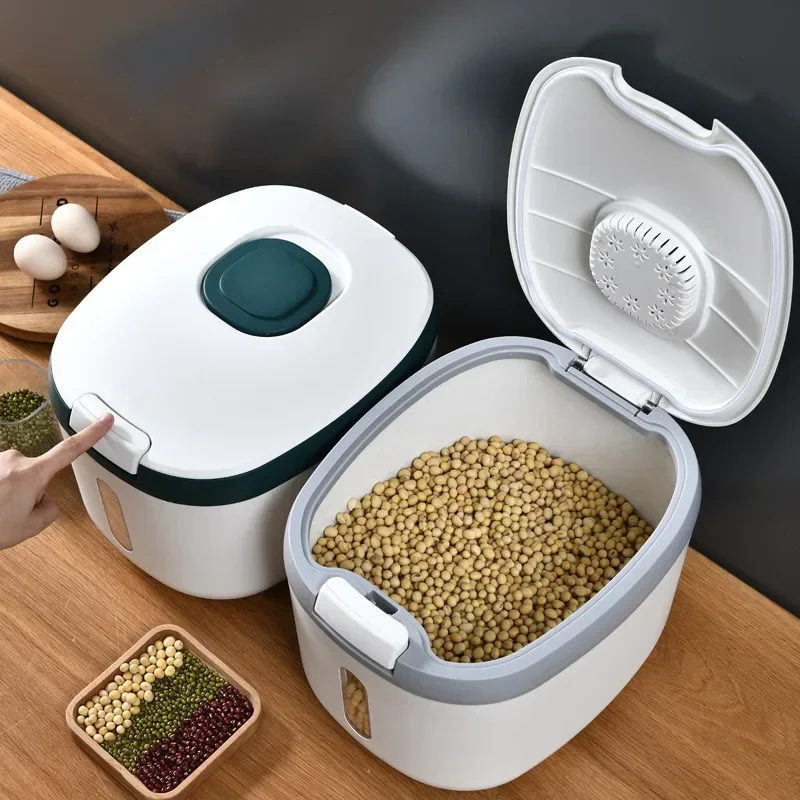 Contenedor de cocina de 5KG y 10KG, cubo Nano a prueba de insectos, caja de arroz a prueba de humedad, tarro sellado de grano, almacenamiento doméstico, caja de tienda de comida para perros y Mascotas