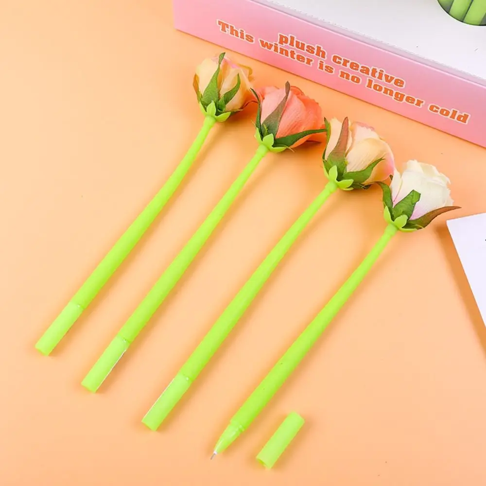 

Simulation Rose Flower Artificial Rose Pens Neutral Gel Pen Writing Signature Pen Quick-Drying 0.5mm Dancing Flower Pen