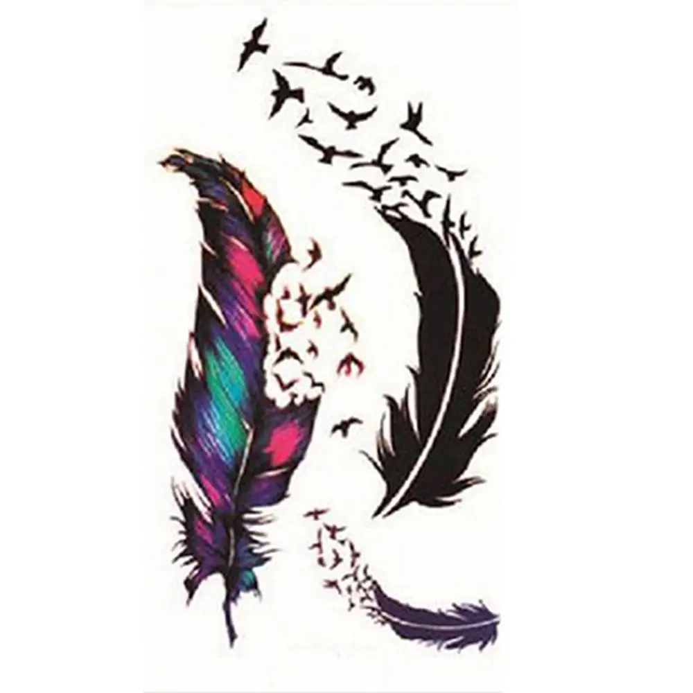 Waterproof Fake Temporary Tattoo Sticker Temporary Body Art Tattoo Bird Wind Goosey Feather Tattoos Lip Print Arm Sleeve Tatoo W