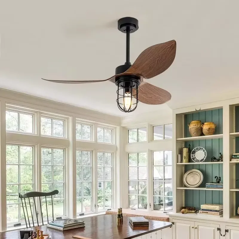 New Design Ceiling Fan Retro Industrial and Retro Caged Ceiling Fan Light Kitchen Chandelier