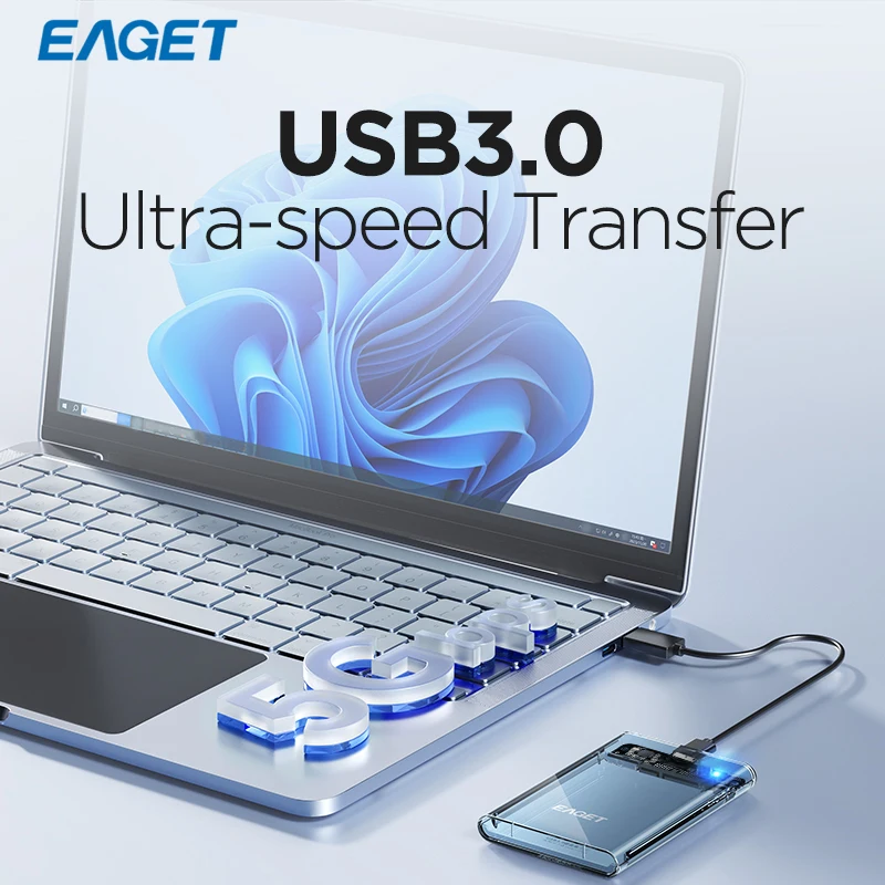 Eaget 5Gbps 2.5 "صندوق القرص الصلب الخارجي SATA إلى USB C 3.2 Gen 1 HD حاوية القرص الصلب الخارجي للكمبيوتر الشخصي E16