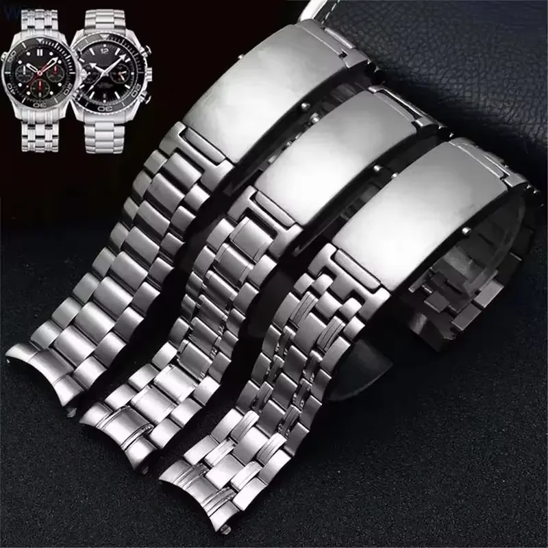 18mm 20mm 22mm Quality 316L  Silver Stainless steel Watch Bands Strap For omega seamaster speedmaster planet ocean Belt