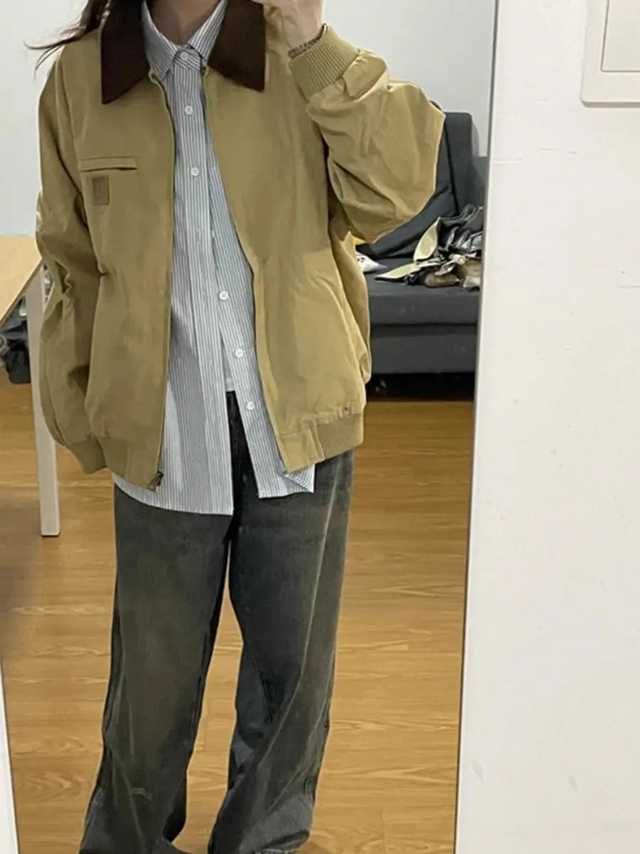 

Corduroy Jackets Coat Women Harajuku Sweet Fashion Style Outerwear Button Front Pocket Pure Simple Basic Ladies Long Sleeve