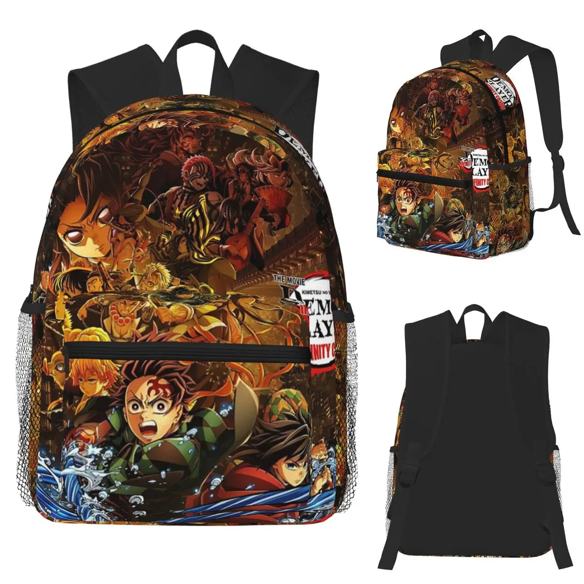 

Demon Slayer, Infinity Castle Movie Tanjoro, Zenitsu, Inosuke Student Backpack School Bag Travel Daypack Bookbag Shoulder Bags