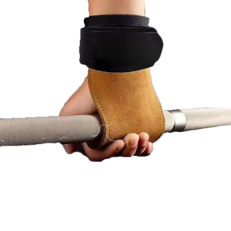 Doppelschichten PU-Lederhandschuhe Handgelenkschlaufen für Gewichthebergriffe Damen Herren GYM Kreuzheben Training Bankdrücken Klimmzughandschuhe