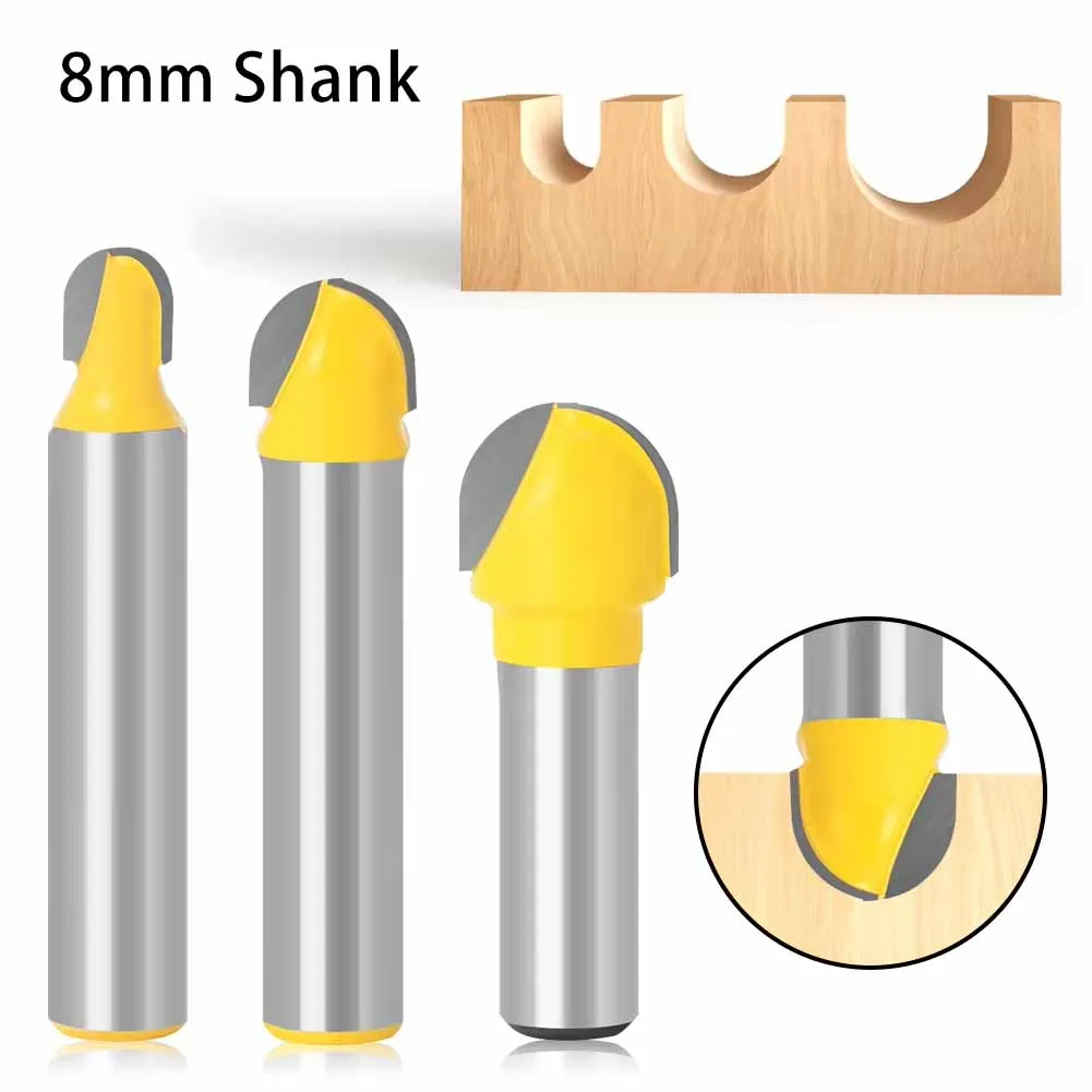 Wood Grooving Recessing Cutting Router Bit 8mm Shank Round Bottom For Trimmer Woodworking Milling Cutter