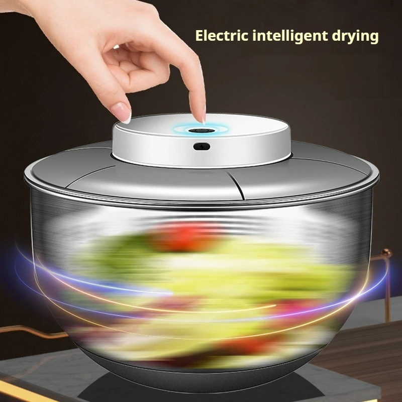 Multifunctional Vegetable Dehydrator Electric Quick Clean Dryer Fruit & Vegetable Wet & Dry Separate Drain Salad Spinner Kitchen