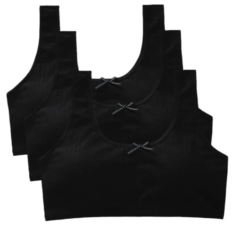 3PC สาวการฝึกอบรม Bras วัยรุ่นชุดชั้นในสีทึบกีฬาหนุ่ม Racerback การฝึกอบรม Crop Top